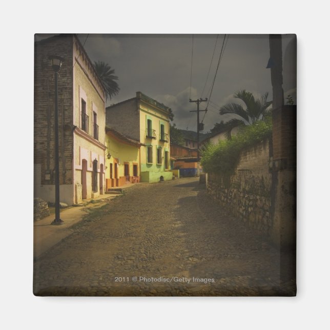 Aimant Cobblestone Road & Yellow Buildings au Mexique (Devant)