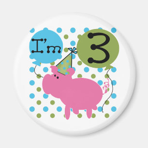 Aimant Cochon 3ème anniversaire Tshirts et cadeaux