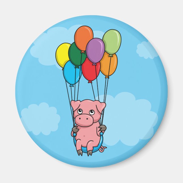 Aimant Cochon de ballons volants (Devant)