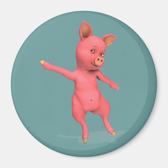 Aimant Cochon de danse rose (Devant)