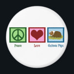 Aimant Cochon de Guinée mignon<br><div class="desc">Peace Love Guinée Pigs. Un joli signe de paix,  un coeur,  et un mignon cobaye animal de compagnie.</div>