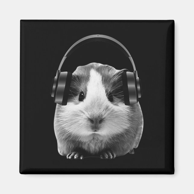 Aimant Cochon De Guinée Mignonne À L'Écoute Du Dubstep (Devant)