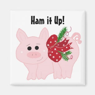 Aimant Cochon de Noël mignon - Faites le jambon !