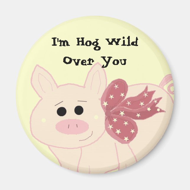 Aimant Cochon mignon avec citation (Devant)