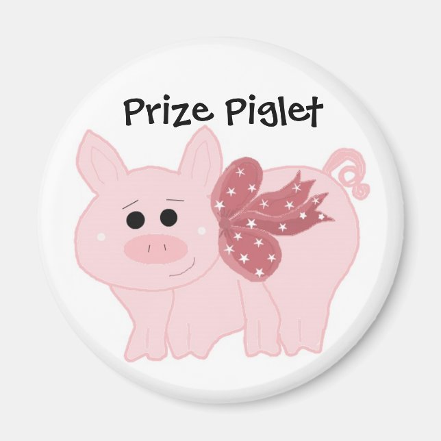 Aimant Cochon mignon avec un ruban rose (Devant)