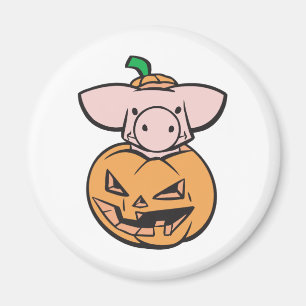 Aimant cochon mignon en citrouille jack-o-lanterne