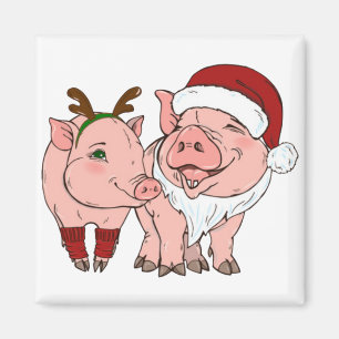 Aimant cochon moche de Noël