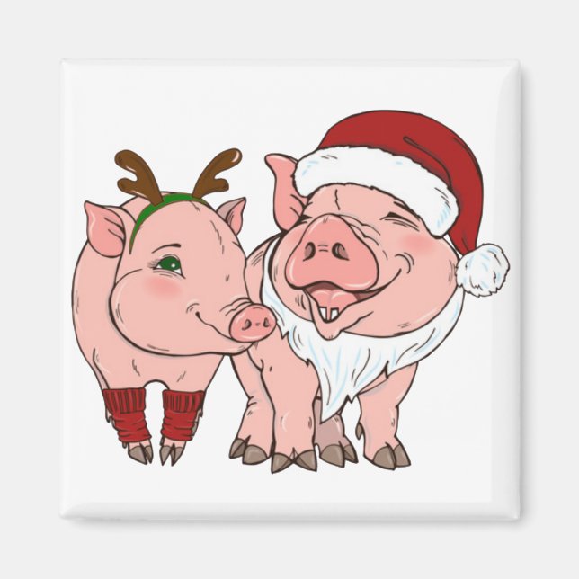 Aimant cochon moche de Noël (Devant)