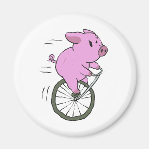 Aimant Cochon vintage sur monocycle   choisir la couleur