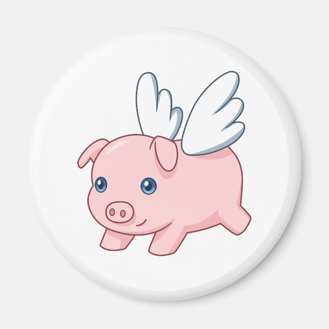 Aimant Cochon Volant - Porcelet avec des Ailes (Devant)