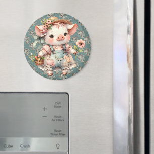 Aimant Cochonnet Pastel Mignon en Salopette Cottagecore