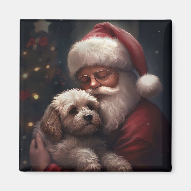 Aimant Cockapoo avec le Père Noël Noël Festif (Devant)