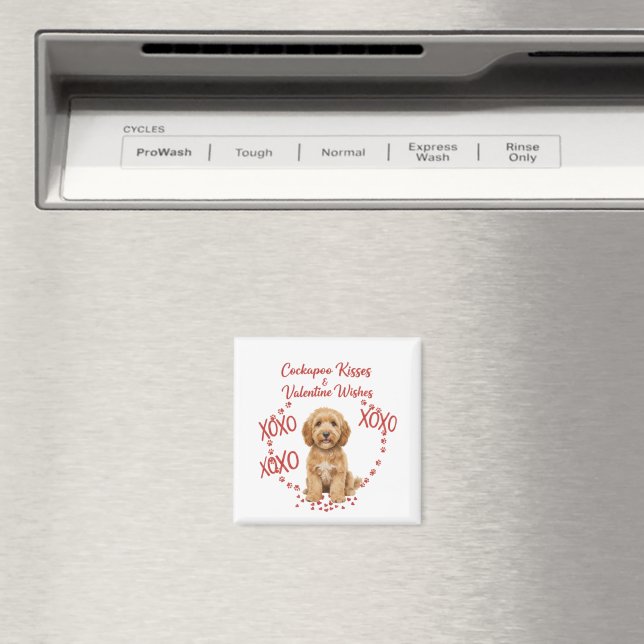 Aimant Cockapoo Baisers Vœux de la Saint-Valentin Amateur (In Situ (Lave-vaisselle))