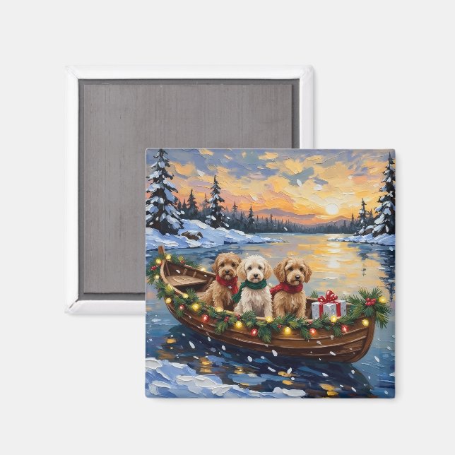 Aimant Cockapoo Christmas Boat Holiday (Recto/Verso)
