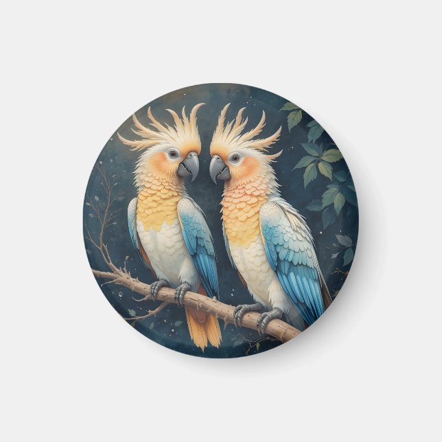 Aimant Cockatoo Parrot Couple (Devant)