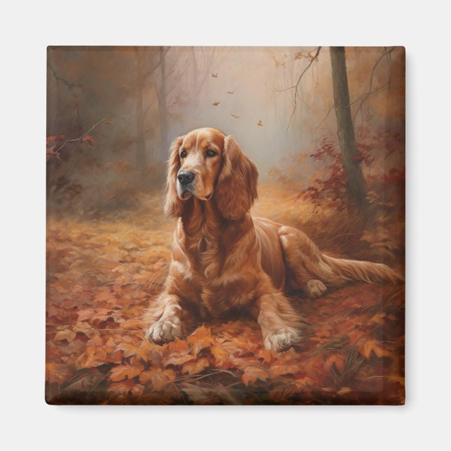 Aimant Cocker Spaniel à l'automne Feuilles automne Inspir (Devant)