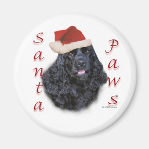 Aimant Cocker Spaniel (noir) Père Noël Paws
