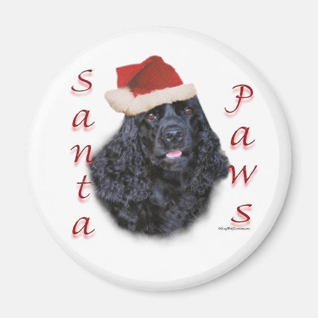 Aimant Cocker Spaniel (noir) Père Noël Paws (Devant)