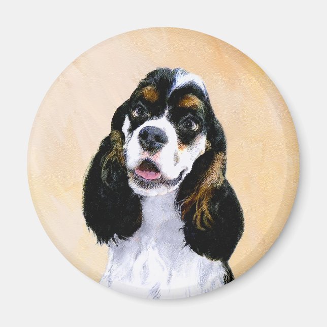 Aimant Cocker Spaniel (Parti) Peinture - Art Chien origin (Devant)