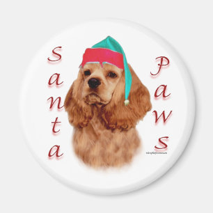 Aimant Cocker Spaniel (rouge) Père Noël Paws
