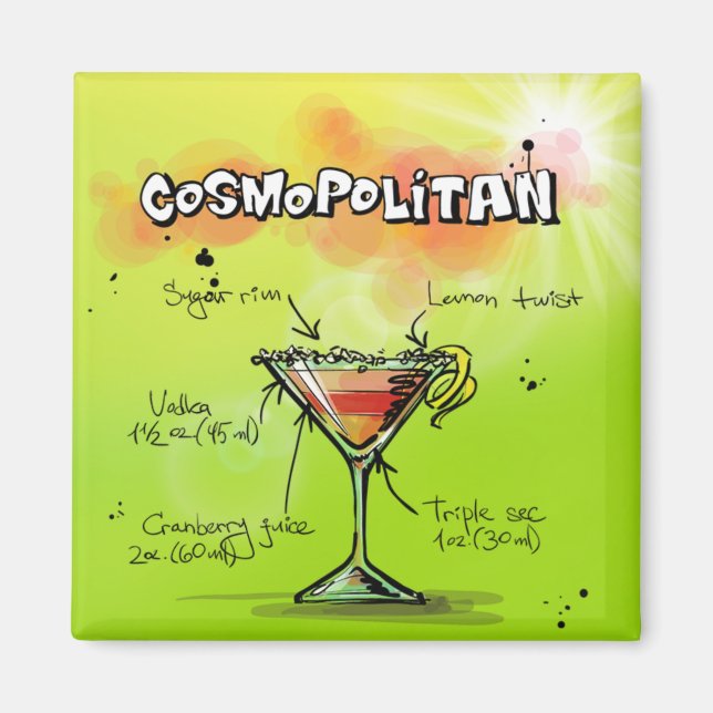 Aimant Cocktail cosmopolite (Devant)