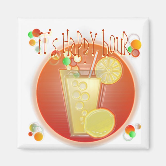 Aimant Cocktail Happy Hour 3D (blanc) (Devant)
