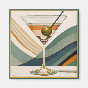 Aimant Cocktail Martini Conception du milieu du siècle