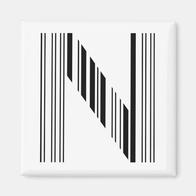 Aimant CODE À BARRES DE LA LETTRE N Modèle de code-barres (Devant)