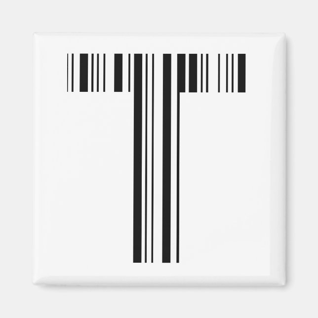 Aimant CODE À BARRES DE LA LETTRE T Premier motif de code (Devant)