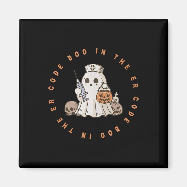 Aimant Code Boo Dans L'Er Nurse Halloween Cute Ghost Spoo (Devant)