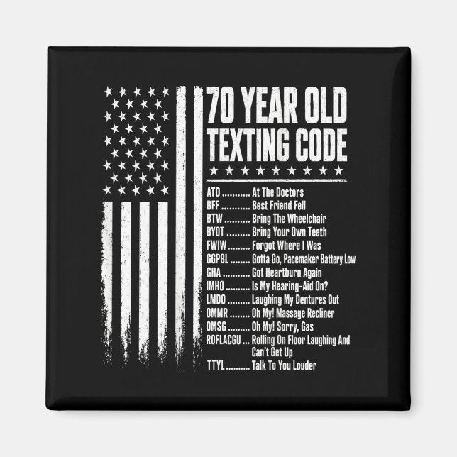 Aimant Code de messagerie senior âgé de 70 ans sur le dos (Devant)