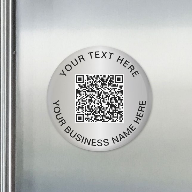 Aimant Code QR argent Promo Entreprise (Silver QR Code Business Promo Magnet)
