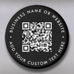 Aimant Code QR | Black Modern Minimaliste Round<br><div class="desc">Un simple modèle magnétique de code QR noir personnalisé dans un style minimaliste moderne qui peut être facilement mis à jour avec votre code QR,  nom d'entreprise ou site Web et texte personnalisé,  par exemple,  scannez-moi vers...  #QRcode #magnet #business</div>