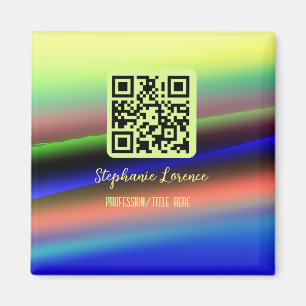 Aimant Code QR bleu jaune ajouter nom profession titre im