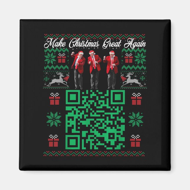 Aimant Code Qr Danse Trump Santa Trump Faire Noël Grand (Devant)