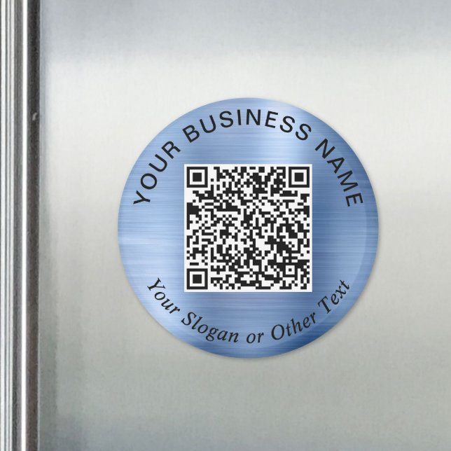 Aimant Code QR de l'entreprise Promotionnel Bleu (Business QR Code Promotional Blue Magnet)