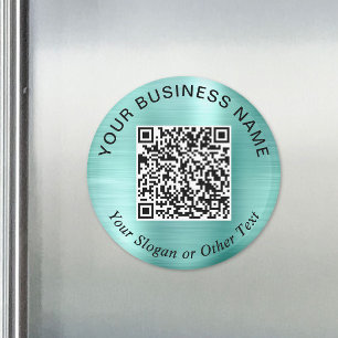 Aimant Code QR de l'entreprise Teal Mint Green promotionn