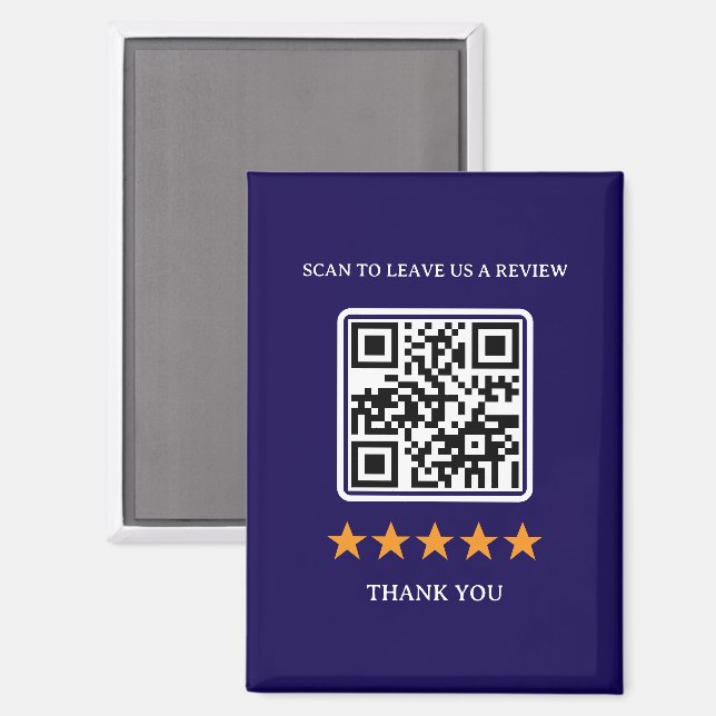 Aimant Code QR de lien de révision d'entreprise 2,5" x 3, (Recto/Verso)