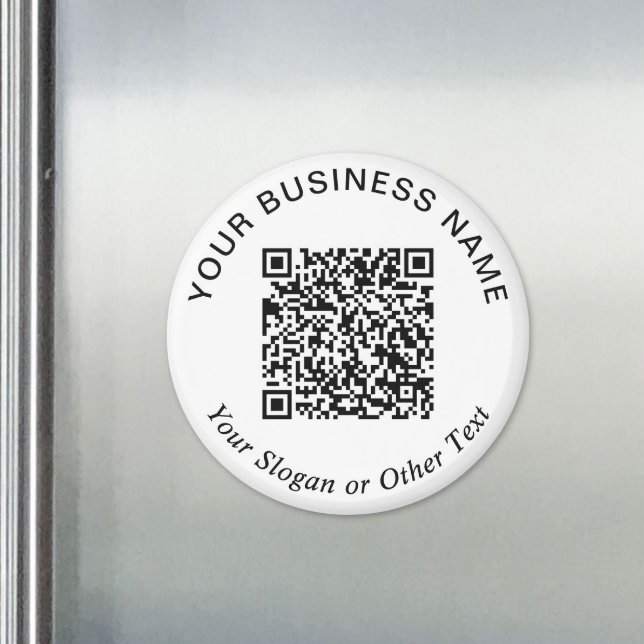 Aimant Code QR d'entreprise Promotional Blanc (Business QR Code White Promotional Magnet)