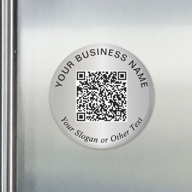 Aimant Code QR Entreprise Argent Promotionnel (Business QR Code Silver Promotional Magnet)