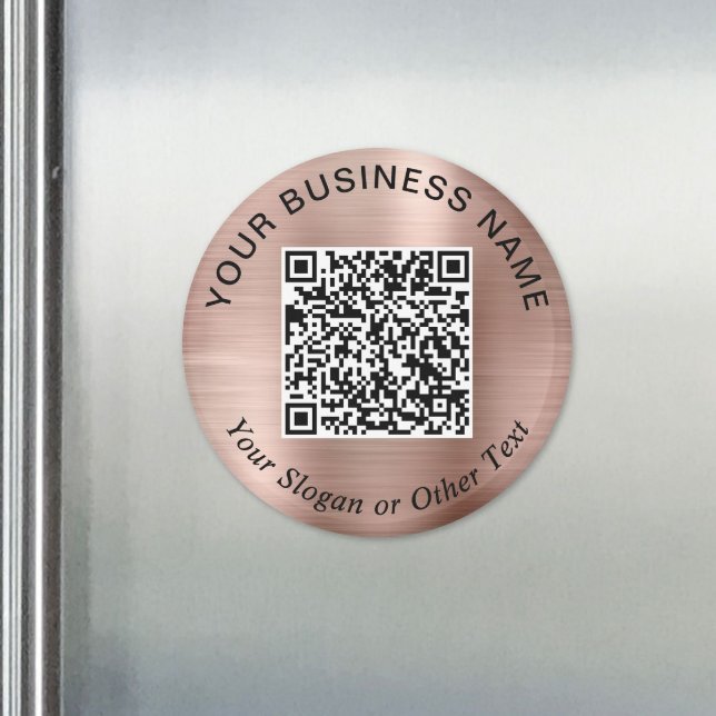 Aimant Code QR Entreprise Rose Gold Promotionnel (Business QR Code Rose Gold Promotional Magnet)