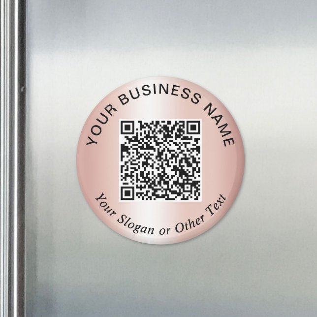 Aimant Code QR Entreprise Rose Gold Promotionnel (Business QR Code Rose Gold Promotional Magnet)