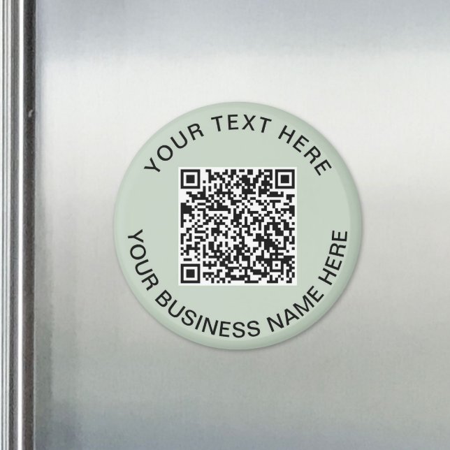 Aimant Code QR Entreprise Sage Vert Promotionnel (Business QR Code Sage Green Promotional Magnet)