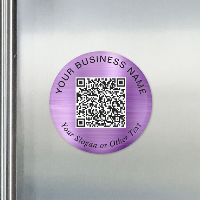 Aimant Code QR Entreprise Violet Promotionnel (Business QR Code White Promotional Magnet)