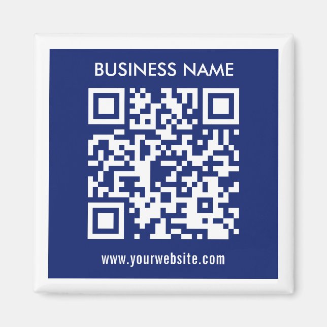 Aimant Code QR (généré instantanément) modifiable | Bleu  (Devant)