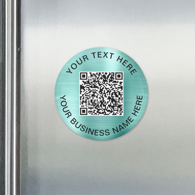 Aimant Code QR - Mention promotionnelle verte (QR Code Promotional Mint Green Magnet)