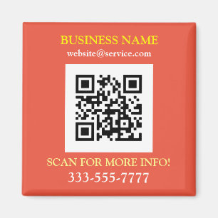 Aimant Code QR, Nom de l'entreprise Promo, Jaune Blanc Or