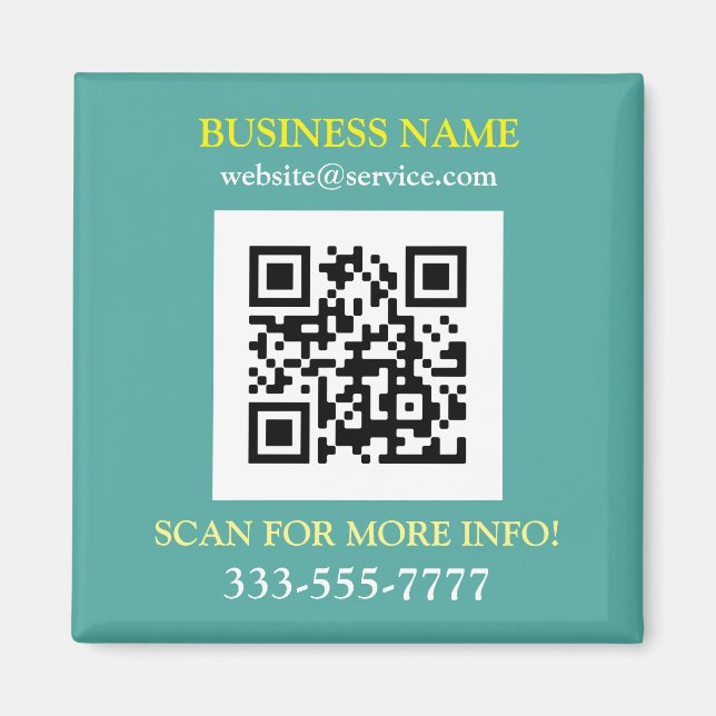 Aimant Code QR, Nom de l'entreprise Promo, Jaune Blanc Sa (Devant)