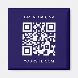 Aimant Code QR Promo Moderne Bleu Foncé et Blanc