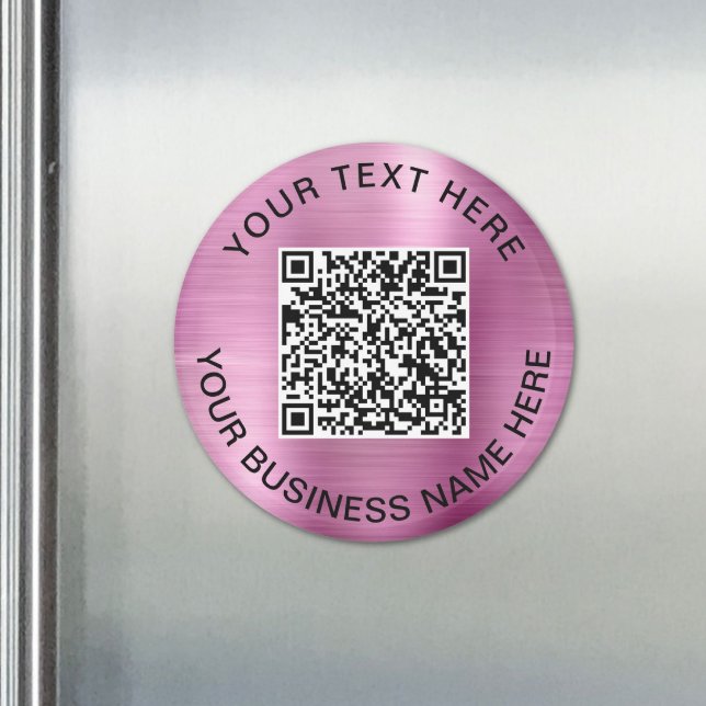 Aimant Code QR rose Entreprise Promotionnel (Pink QR Code Business Promotional Magnet)